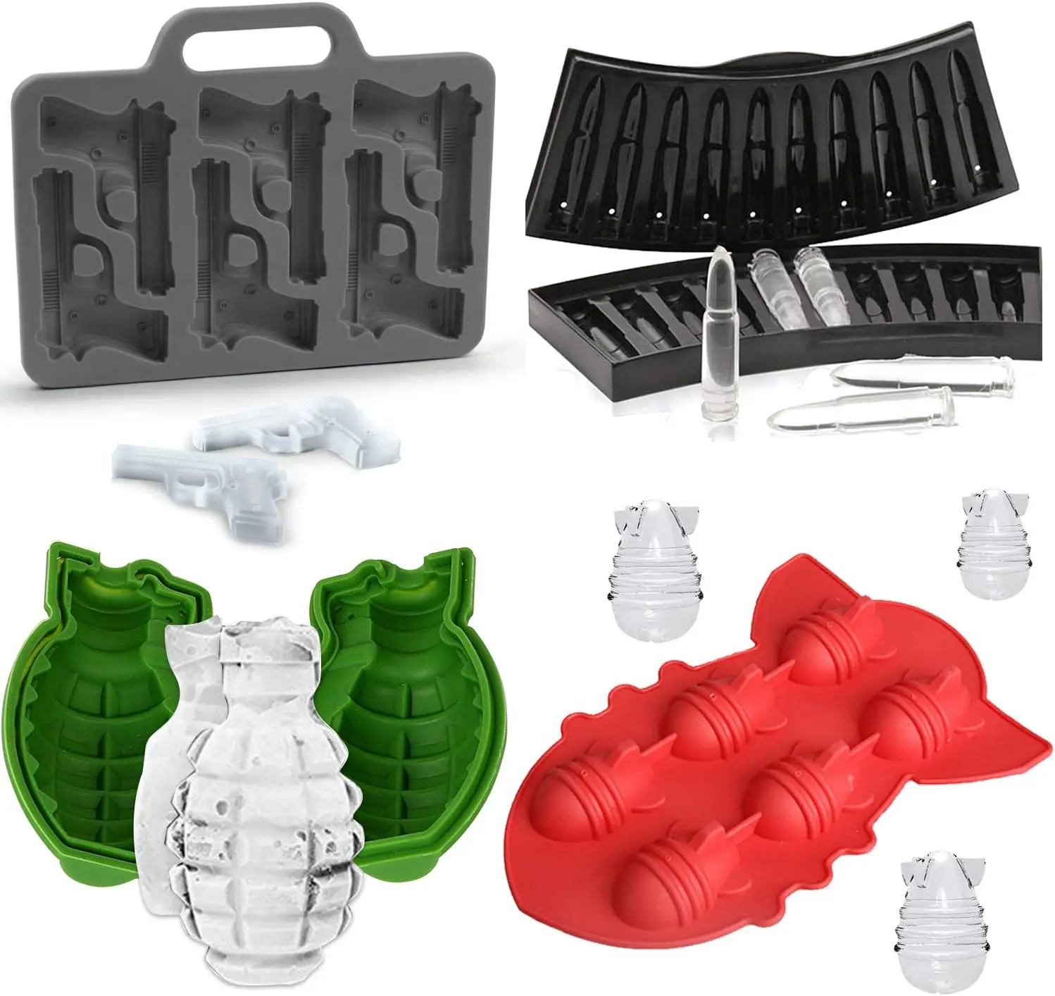 4-Pack Grenade Ice Ball Molds - Pistol & Bullet Ice Cube Trays, Bomb Silicone Mold, Weapon Series Party Favors
4-Pack Grenade Ice Ball Molds - Pistol & Bullet Ice Cube Trays, Bomb Silicone Mold, Weapon Series Party Favors