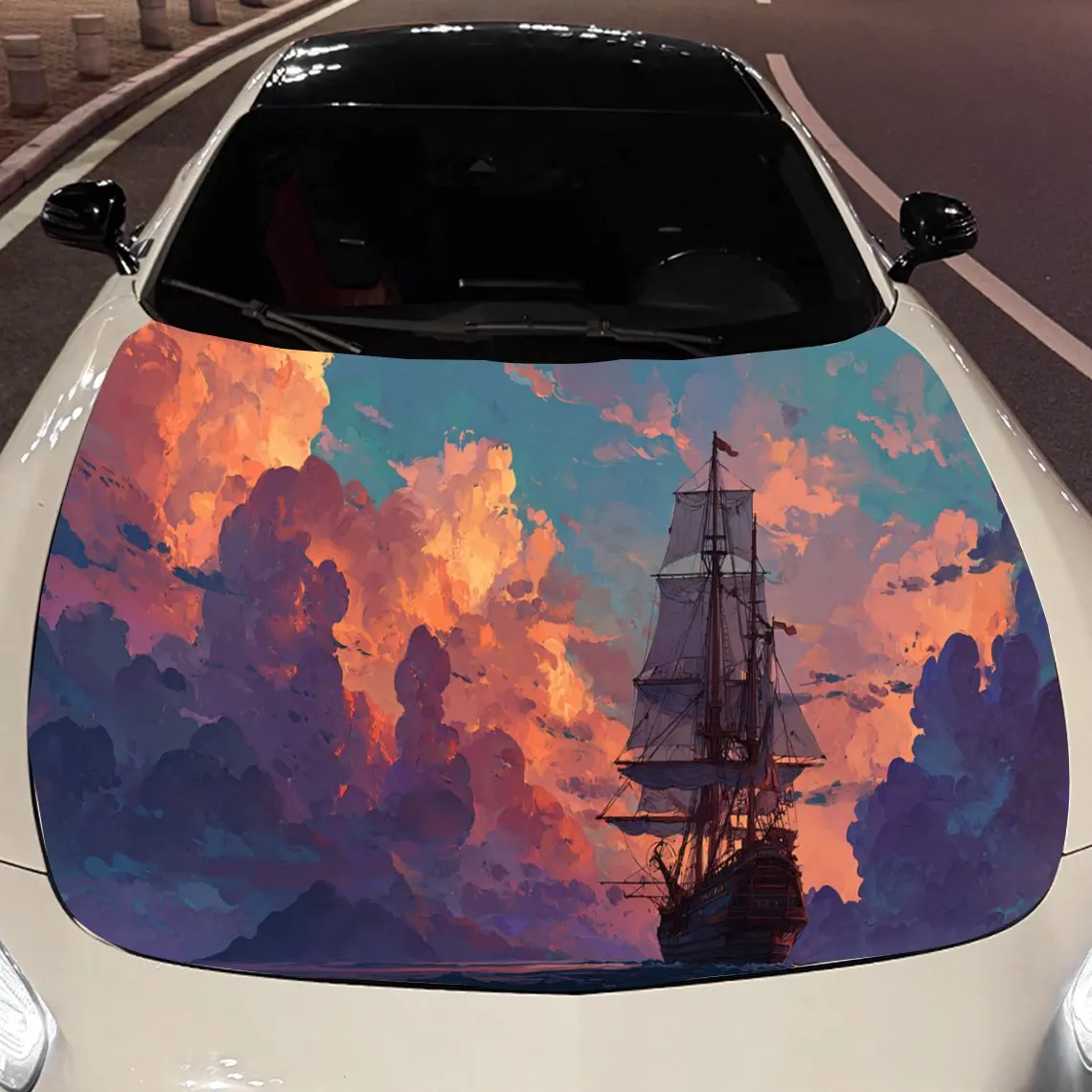 Sunset over the sea, fiery clouds, a sailboat Car Hood Vinyl Stickers Car Surface Protection Decal Car Decoration Cover Vinyl Wr
Sunset over the sea, fiery clouds, a sailboat Car Hood Vinyl Stickers Car Surface Protection Decal Car Decoration Cover Vinyl Wr
