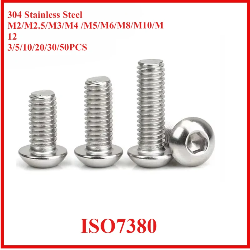 M2 M2.5 M3 M4 M5 M6 M8 M10 M12 ISO7380 A2-70 304 Stainless Steel Hex Socket Round Button Head Allen Bolt Screw Vis Btr
M2 M2.5 M3 M4 M5 M6 M8 M10 M12 ISO7380 A2-70 304 Stainless Steel Hex Socket Round Button Head Allen Bolt Screw Vis Btr