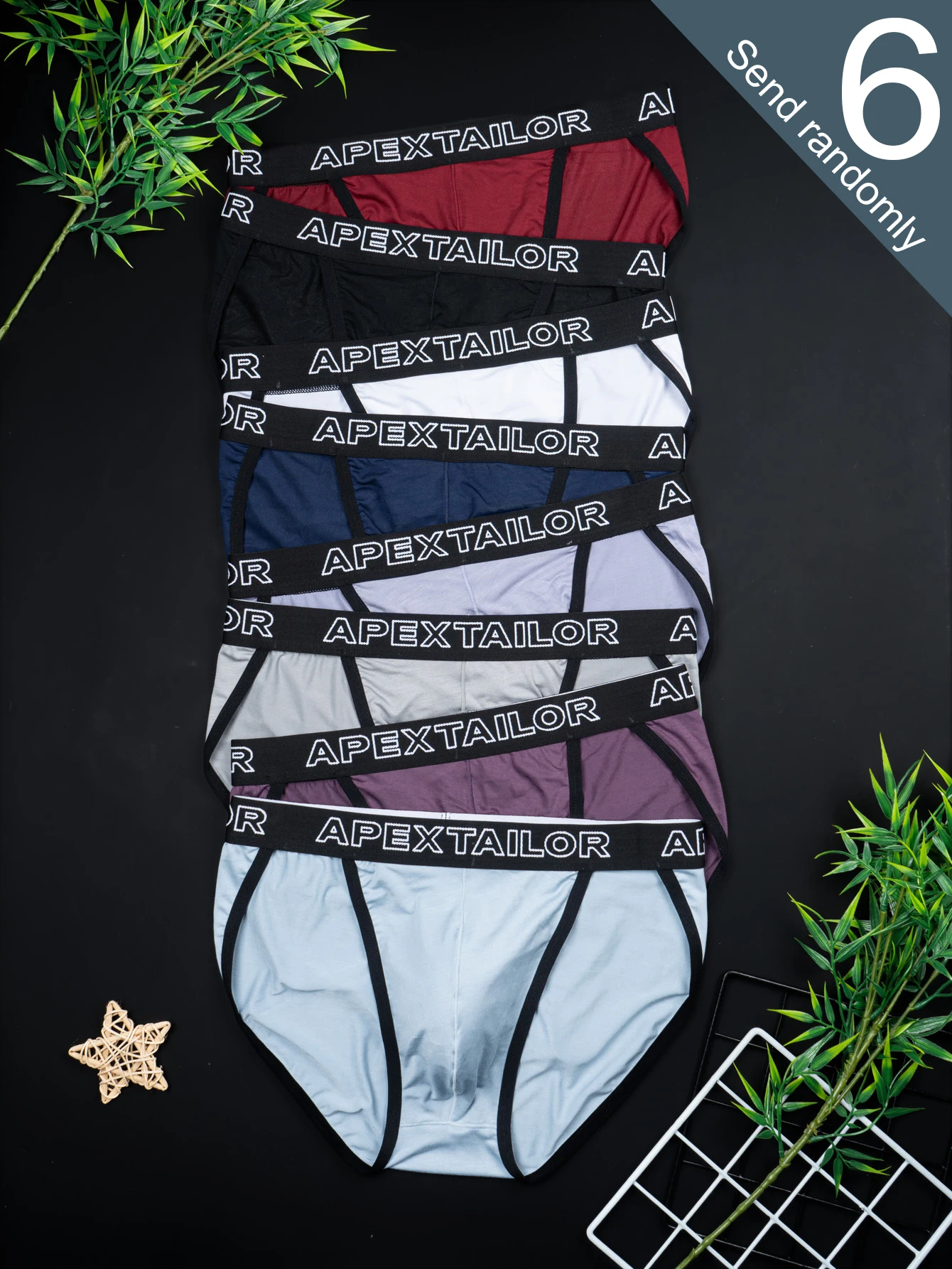 Мужские трусы: Набор из 6 штук, новый стиль, с черными краями, из бамбукового волокна, для повседневной носки, дышащие и комфортные, повседневные и стильные, подходят для всех сезонов, мягкие, облегающие, с высокоэластичным поясом.
Мужские трусы: Набор из 6 штук, новый стиль, с черными краями, из бамбукового волокна, для повседневной носки, дышащие и комфортные, повседневные и стильные, подходят для всех сезонов, мягкие, облегающие, с высокоэластичным поясом.