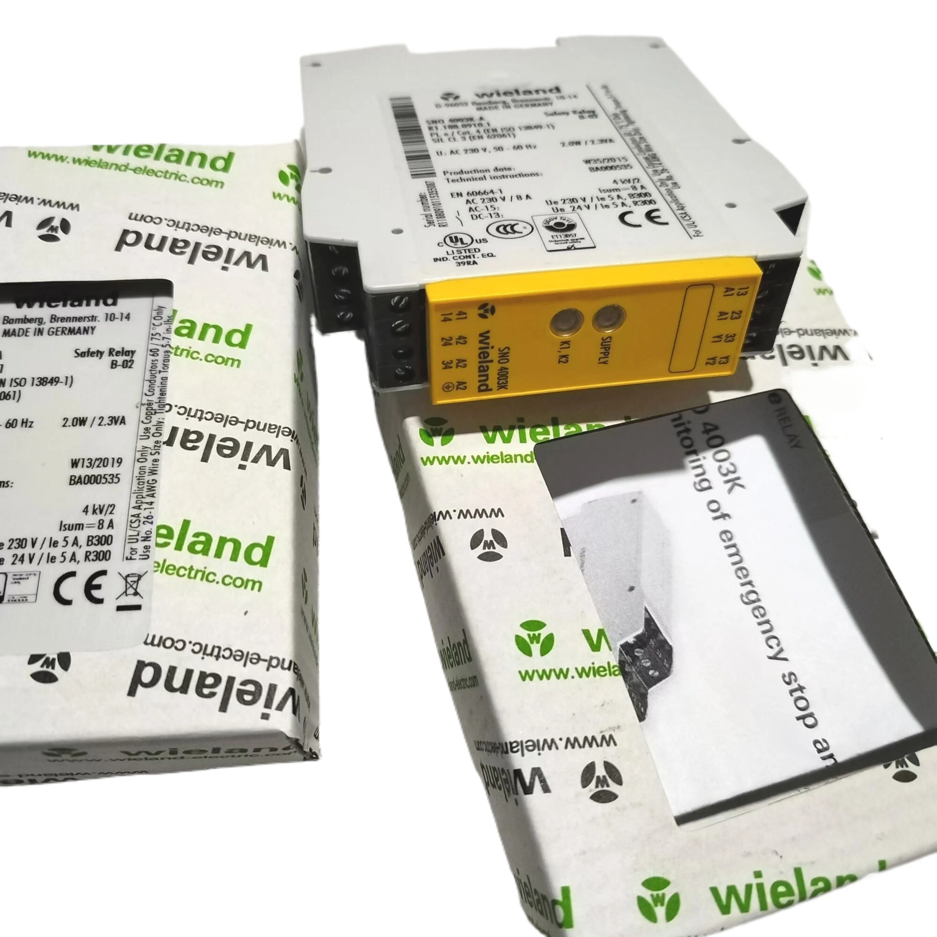 Оригинальное немецкое реле безопасности Wieland SNO 4003K/SNE 4004K/SNA 4043K/4062K/4063K/4043K/2004K/SNT 4M63K
Оригинальное немецкое реле безопасности Wieland SNO 4003K/SNE 4004K/SNA 4043K/4062K/4063K/4043K/2004K/SNT 4M63K