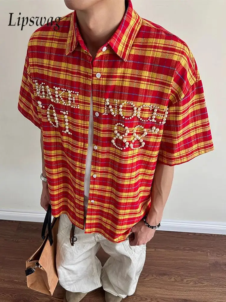 Trendy Pearls Stitching Shirts For Men 2025 Summer New Casual Plaid Shirt Mens Vintage Button-up Turn-down Collar Cardigan Tops
Trendy Pearls Stitching Shirts For Men 2025 Summer New Casual Plaid Shirt Mens Vintage Button-up Turn-down Collar Cardigan Tops