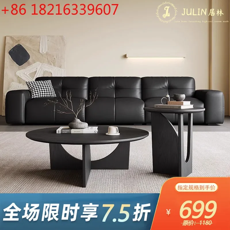 TAO Retro style solid wood living room home light luxury black size round coffee table combination
TAO Retro style solid wood living room home light luxury black size round coffee table combination