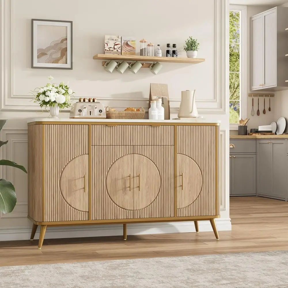 54 Modern Coffee Bar Cabinet with Storage, Adjustable Shelves, Natural Oak Sideboard for Kitchen or Dining Room
54 Modern Coffee Bar Cabinet with Storage, Adjustable Shelves, Natural Oak Sideboard for Kitchen or Dining Room