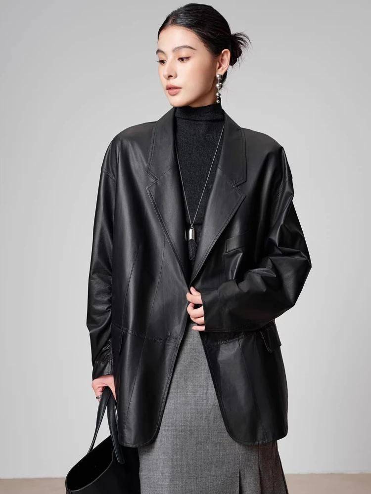 Mid-length Genuine Leather Blazer Jackets for Women Spring Autumn 2026 New High-end Simple Thin Soft Black Real Sheepskin Coat
Mid-length Genuine Leather Blazer Jackets for Women Spring Autumn 2026 New High-end Simple Thin Soft Black Real Sheepskin Coat