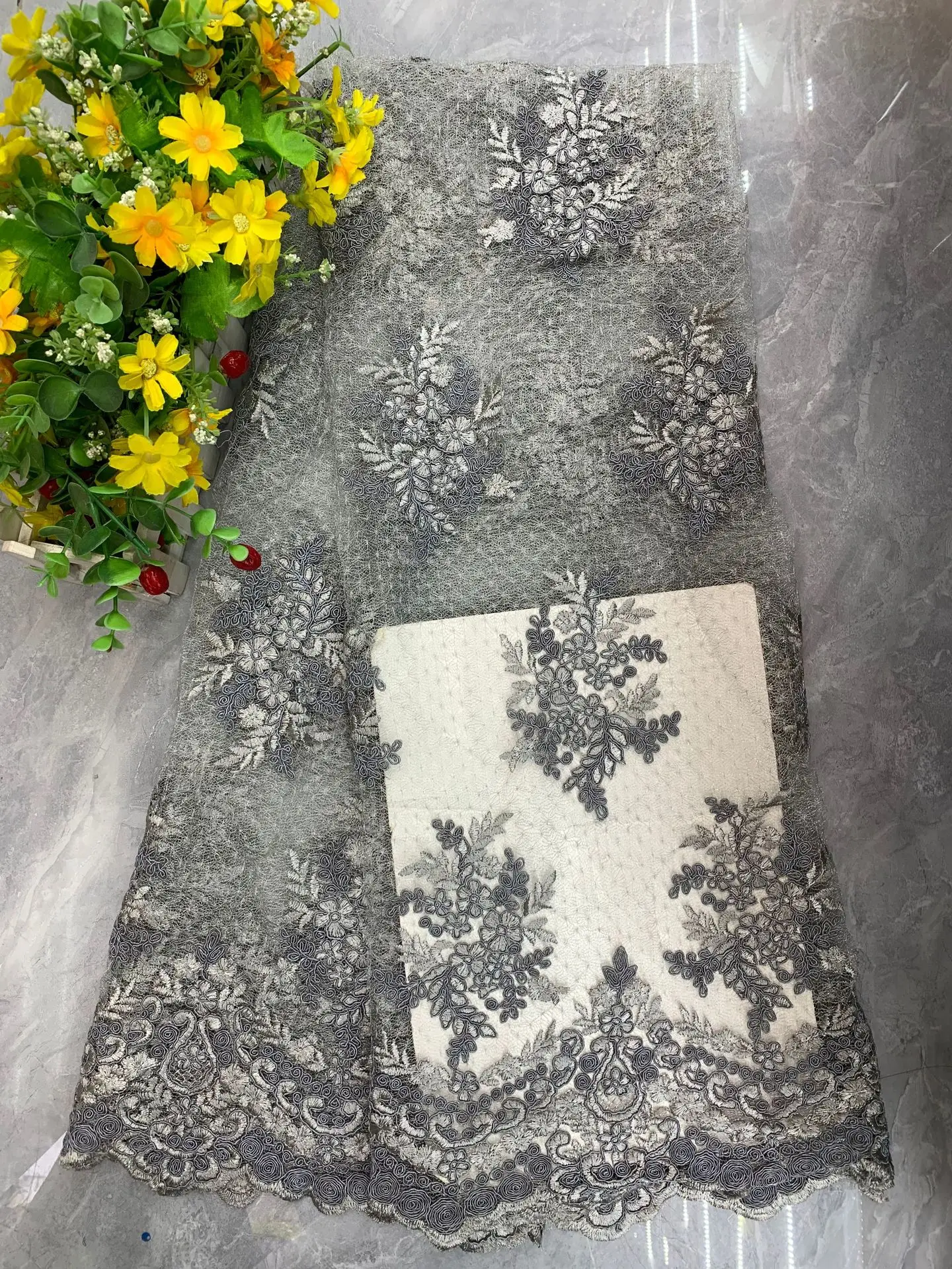 Two-Tone Cord Embroidered Lace Fabric, Floral Tulle Mesh for Wedding Dress Headpiece Trim DIY Bridal Sewing Craft Material
Two-Tone Cord Embroidered Lace Fabric, Floral Tulle Mesh for Wedding Dress Headpiece Trim DIY Bridal Sewing Craft Material
