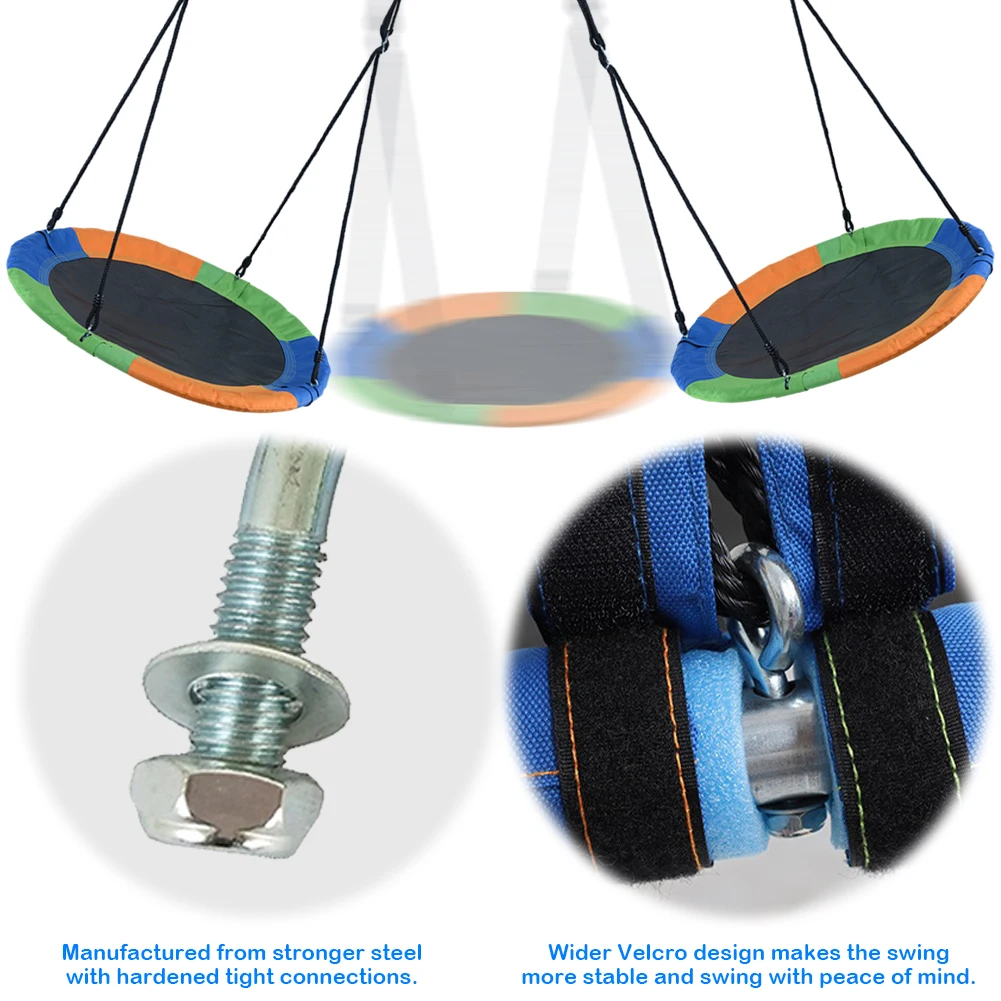 Saucer Swing 300KG Weight Capacity Flying Saucer Round Tree Swing Play Set 900D Oxford with Adjustable Ropes for Kids and Adults
Saucer Swing 300KG Weight Capacity Flying Saucer Round Tree Swing Play Set 900D Oxford with Adjustable Ropes for Kids and Adults