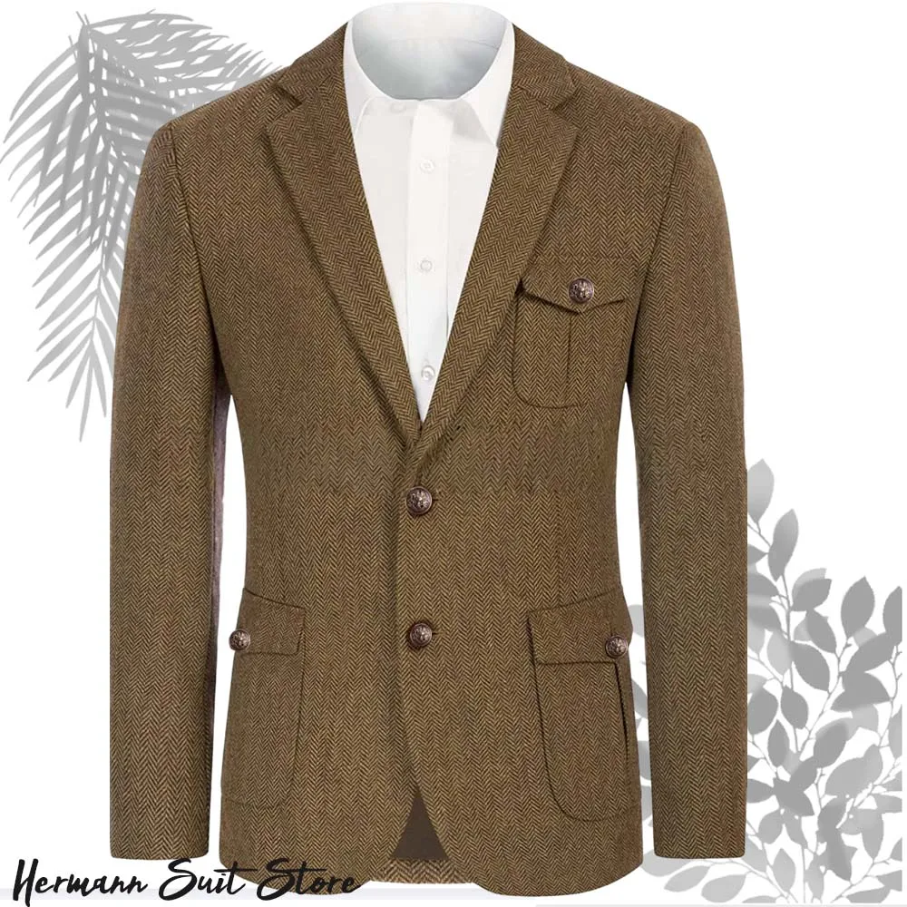 Hunting style herringbone patterned suit Jacket Man Autumn retro casual Blazers Man Coat Tailor-made plus size custom suit coat
Hunting style herringbone patterned suit Jacket Man Autumn retro casual Blazers Man Coat Tailor-made plus size custom suit coat