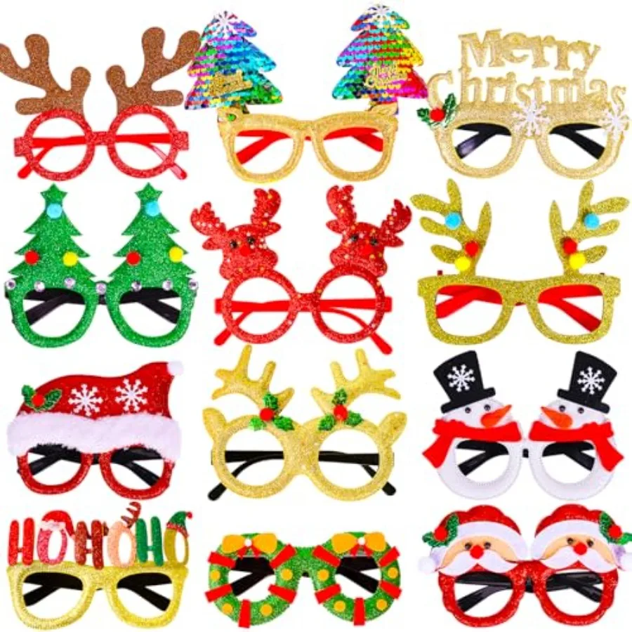 Max Fun 12Pcs Christmas Glasses Glitter Holiday Party Glasses Frames Christmas Decoration Accessories Costume Eyeglasses for Ch
Max Fun 12Pcs Christmas Glasses Glitter Holiday Party Glasses Frames Christmas Decoration Accessories Costume Eyeglasses for Ch