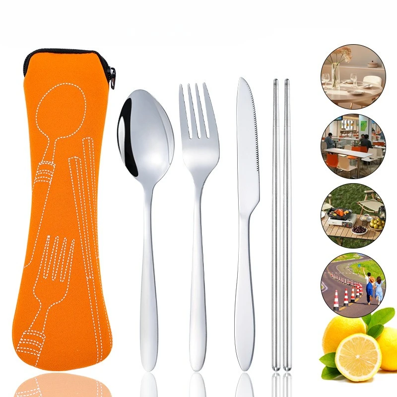 4pcs Portable stainless steel cutlery set, knife, fork, spoon and chopsticks suitable for school, travel, camping, and work
4pcs Portable stainless steel cutlery set, knife, fork, spoon and chopsticks suitable for school, travel, camping, and work