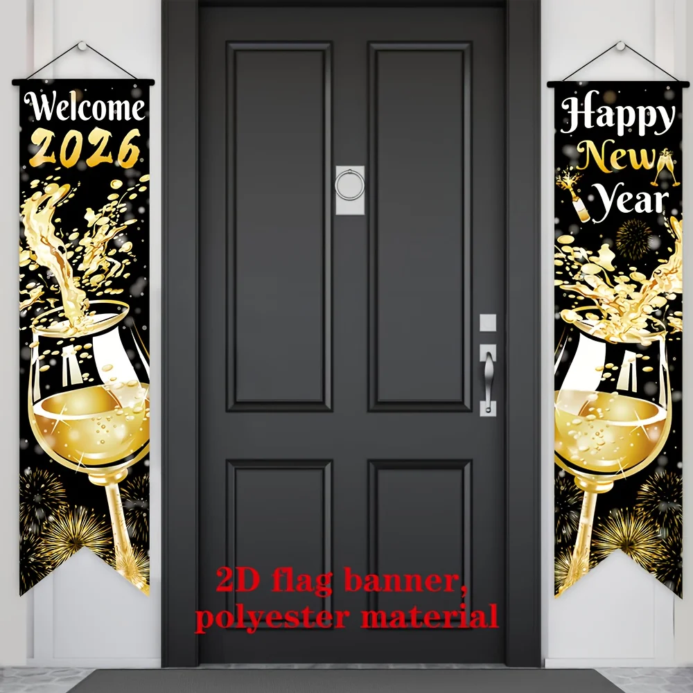 2D Flag Wall Decor, 1 Pair 2026 New Year Decoration Couplet Banners, 120x30cm/47.2x 11.8 Inches, Wine Cup Pattern Design
2D Flag Wall Decor, 1 Pair 2026 New Year Decoration Couplet Banners, 120x30cm/47.2x 11.8 Inches, Wine Cup Pattern Design