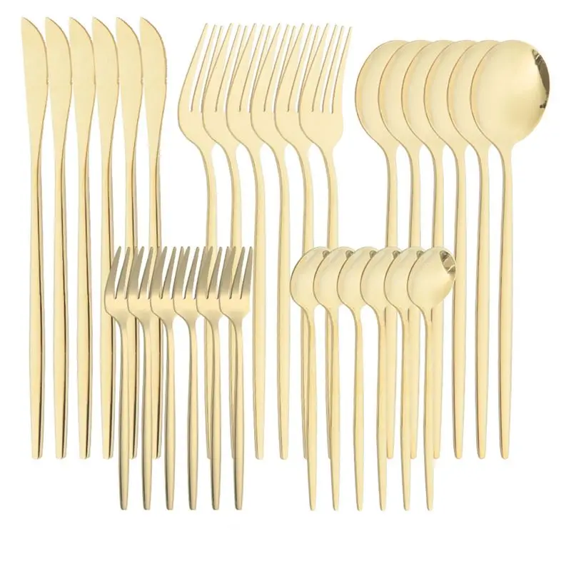 BHTS-30PCS Champagne Cutlery Set Stainless Steel Flatware Set Dinnerware Set Knife Cake Fork Coffee Spoon
BHTS-30PCS Champagne Cutlery Set Stainless Steel Flatware Set Dinnerware Set Knife Cake Fork Coffee Spoon
