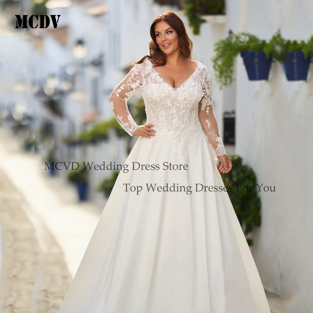 MCDV Oversize Civil Wedding Dresses Long Sleeve Applique A-Line Lace Bride Gown Women Customized свадебное платье
MCDV Oversize Civil Wedding Dresses Long Sleeve Applique A-Line Lace Bride Gown Women Customized свадебное платье