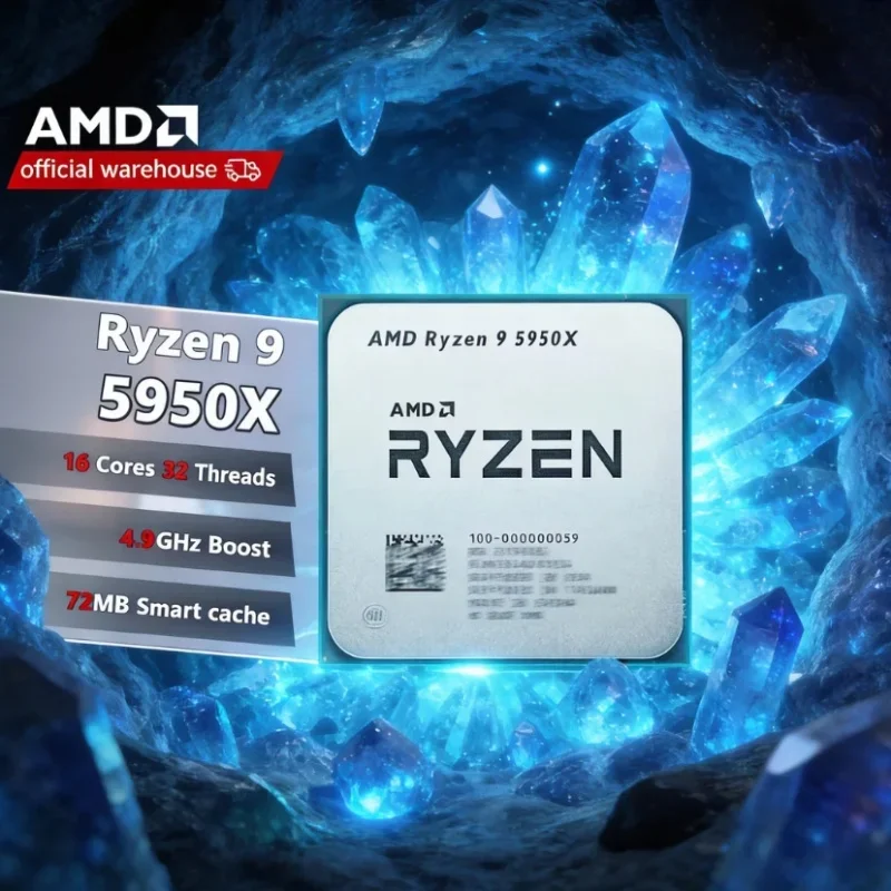 AMD Ryzen 9 5950X Unlocked Overclockable Gaming CPU 16 Core 32 Thread 4.9GHz 64MB L3 Cache AM4 DDR4 105W Zen3 No Cooler
AMD Ryzen 9 5950X Unlocked Overclockable Gaming CPU 16 Core 32 Thread 4.9GHz 64MB L3 Cache AM4 DDR4 105W Zen3 No Cooler