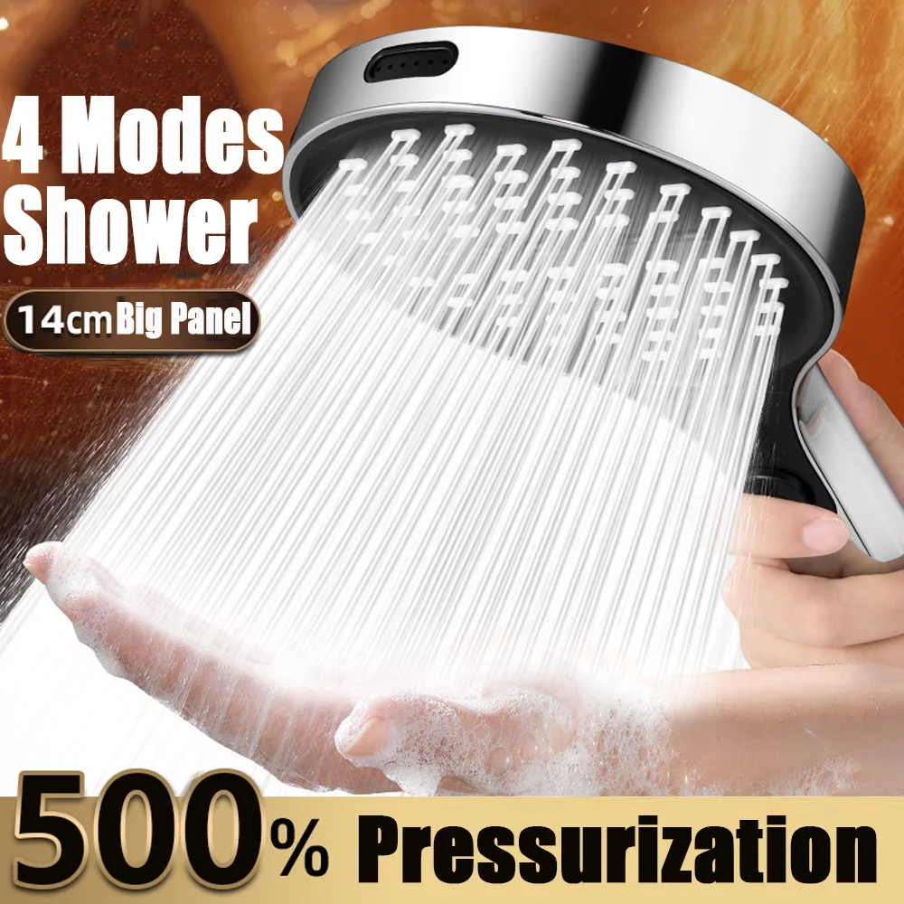 New 5 In 1 Design 140MM Big Panel Pressure Boost Shower Head 4 Modes Adjustable High Pressure Large Flow Handheld Showerhead
New 5 In 1 Design 140MM Big Panel Pressure Boost Shower Head 4 Modes Adjustable High Pressure Large Flow Handheld Showerhead
