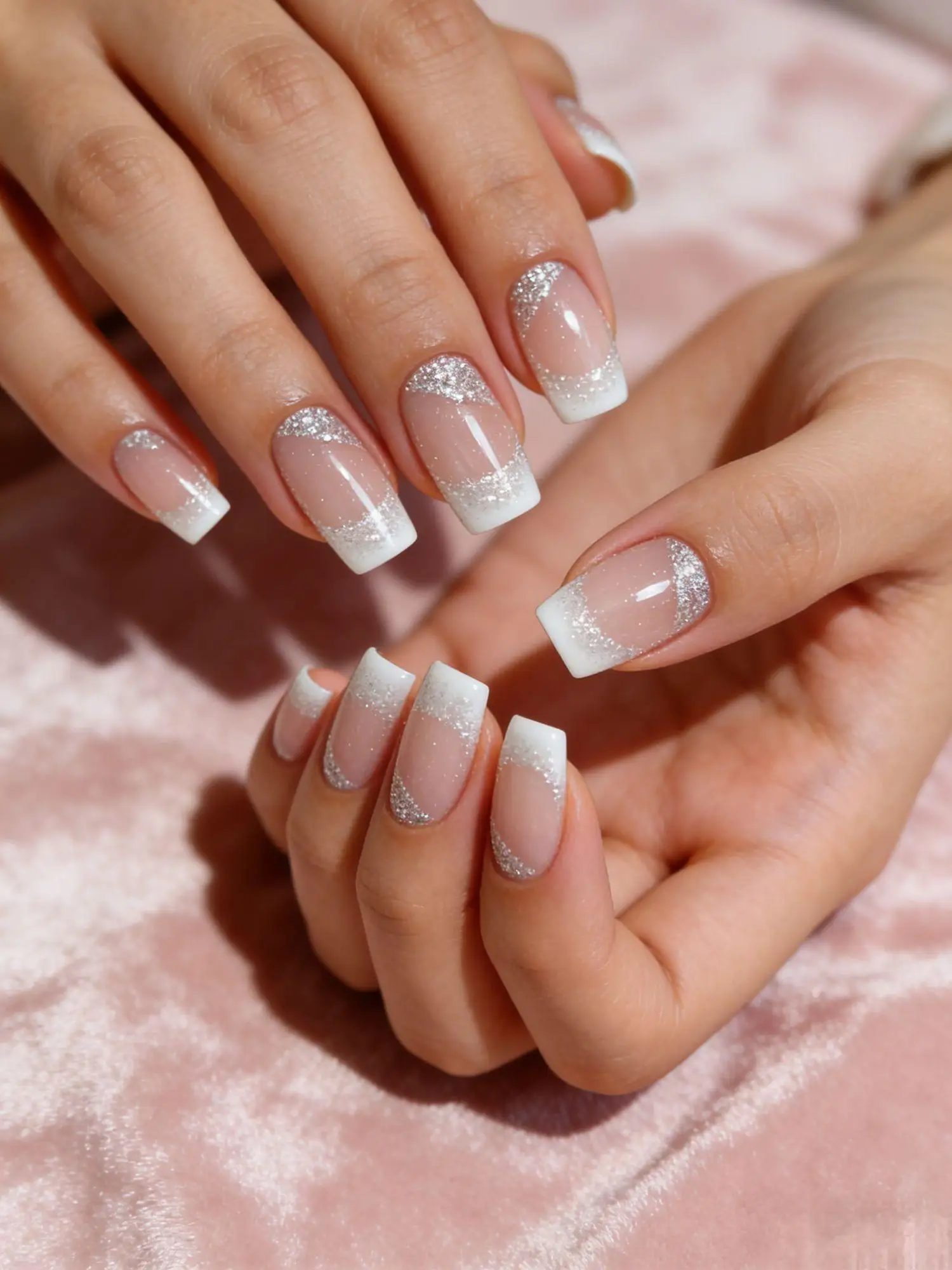 24Pcs Medium Short Square False Nails Glittering Nail Art White Wearable Fake Nail Silver French Full Cover Press on Nail Tips
24Pcs Medium Short Square False Nails Glittering Nail Art White Wearable Fake Nail Silver French Full Cover Press on Nail Tips