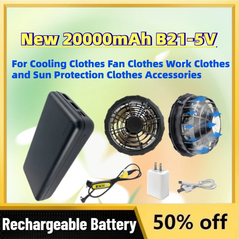 Upgrade 20000mAh B21-5V Rechargeable Battery for Cooling vest Cooling Fan Jacket Work and Sun Protection Clothes Accessories
Upgrade 20000mAh B21-5V Rechargeable Battery for Cooling vest Cooling Fan Jacket Work and Sun Protection Clothes Accessories