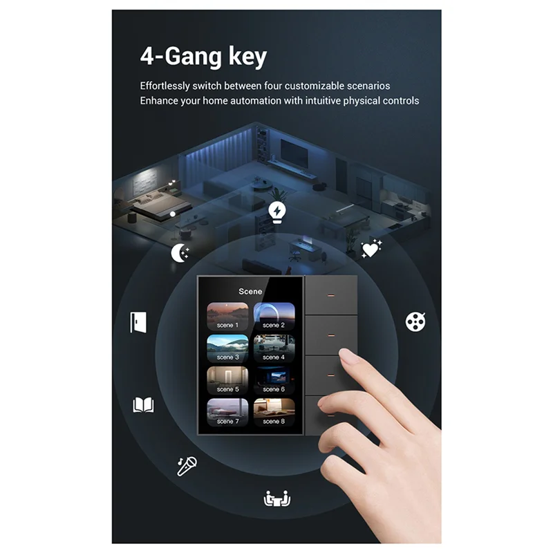 B29C-3 Set 3,5-дюймовый умный настенный переключатель с сенсорным экраном, 4 группы, 8-позиционный радарный датчик сцены, затемняющий переключатель Tuya Zigbee A
B29C-3 Set 3,5-дюймовый умный настенный переключатель с сенсорным экраном, 4 группы, 8-позиционный радарный датчик сцены, затемняющий переключатель Tuya Zigbee A