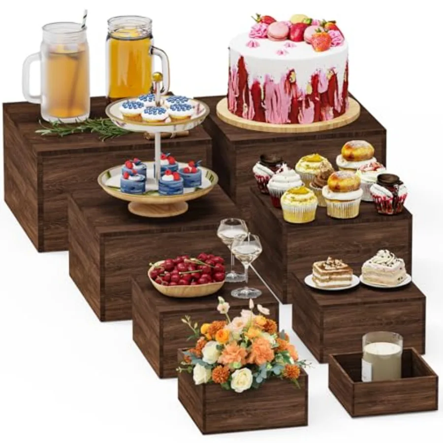 8 PCS Wooden Buffet Risers, Rustic Wood Cake Cupcake Stands, Square Food Risers for Buffet Table, Catering Dessert Table Display
8 PCS Wooden Buffet Risers, Rustic Wood Cake Cupcake Stands, Square Food Risers for Buffet Table, Catering Dessert Table Display