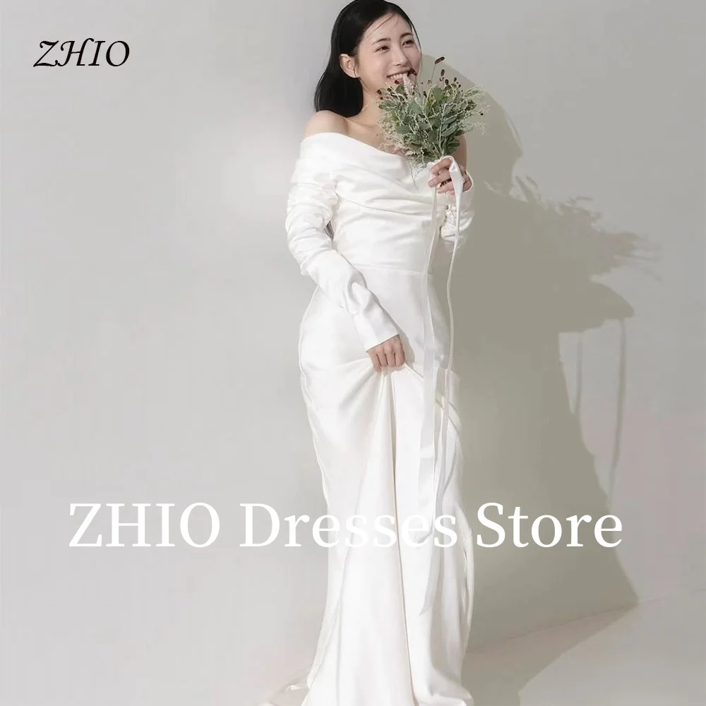 ZHIO Elegant Pleat Wedding Party Dress Sweetheart Off the Shoulder Full Sleeves Evening Gown Korea Photo Shoot Customized
ZHIO Elegant Pleat Wedding Party Dress Sweetheart Off the Shoulder Full Sleeves Evening Gown Korea Photo Shoot Customized