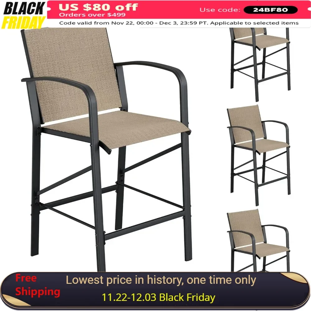 Bar Stools,Set of 4, Comfortable Bar Height, Patio Bar Stools W/All-Weather Mesh,Outdoor Chairs
Bar Stools,Set of 4, Comfortable Bar Height, Patio Bar Stools W/All-Weather Mesh,Outdoor Chairs