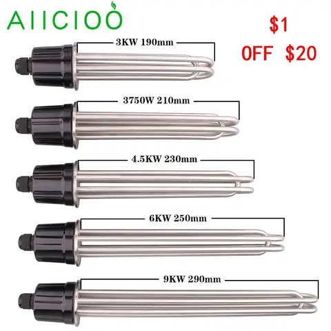 Tri Clamp Heating Element 2 Inches 3KW 3750W 4.5KW 6KW 9KW Electric Immersion Tubular Heater AIICIOO