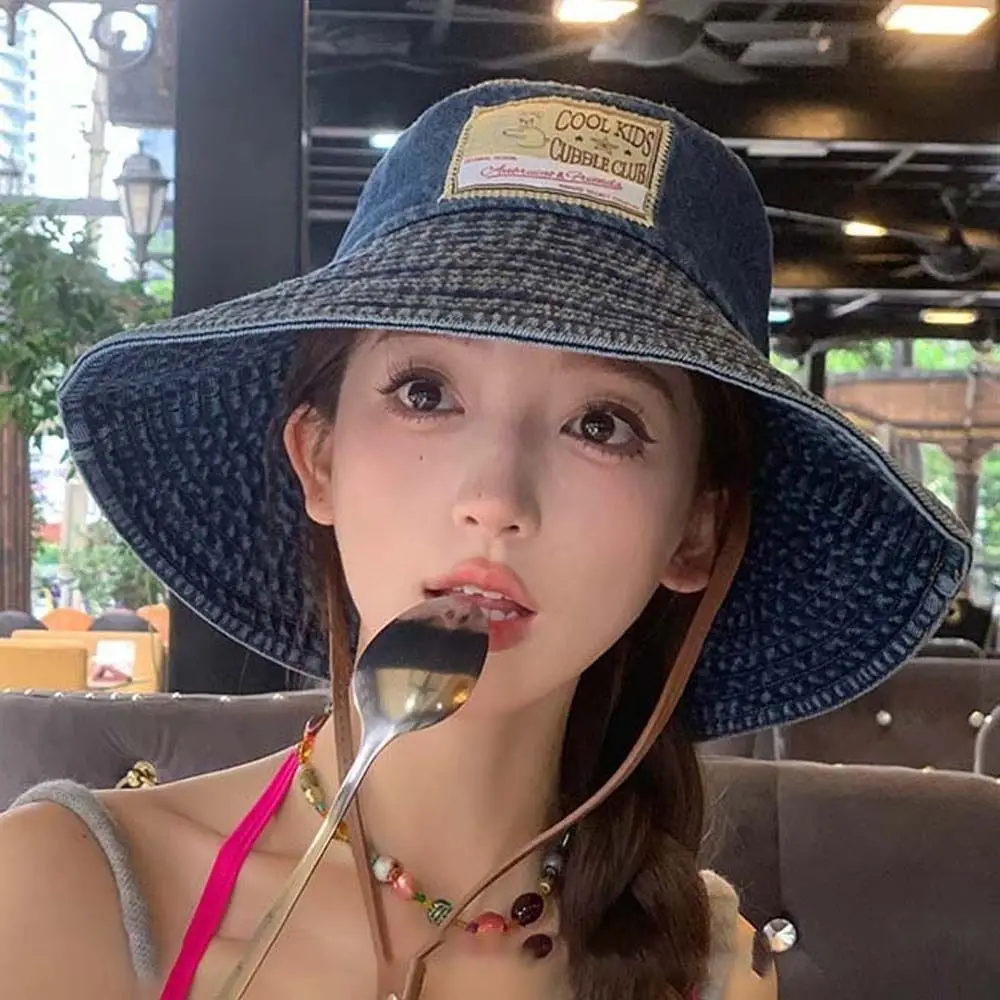 Soft Sunshade Denim Bucket Hats Wide-Brimmed Lightweight Retro Fisherman Hat Black Polyester Sun Protection Basin Cap Women
Soft Sunshade Denim Bucket Hats Wide-Brimmed Lightweight Retro Fisherman Hat Black Polyester Sun Protection Basin Cap Women