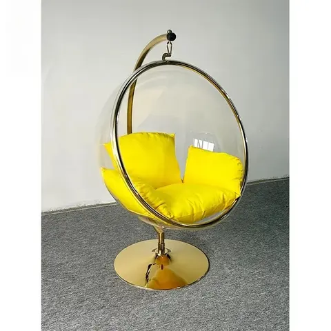 Clear Bubble Hanging Chair Ball Golden Acrylic Transparent Ball Living Room Swing Chair