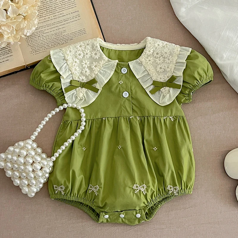 2024 New Summer 0-24M Baby Girl Clothing Toddler Baby Girls Jumpsuit Short Sleeved Cotton Embroidery Splicing Infant Bodysuits
2024 New Summer 0-24M Baby Girl Clothing Toddler Baby Girls Jumpsuit Short Sleeved Cotton Embroidery Splicing Infant Bodysuits