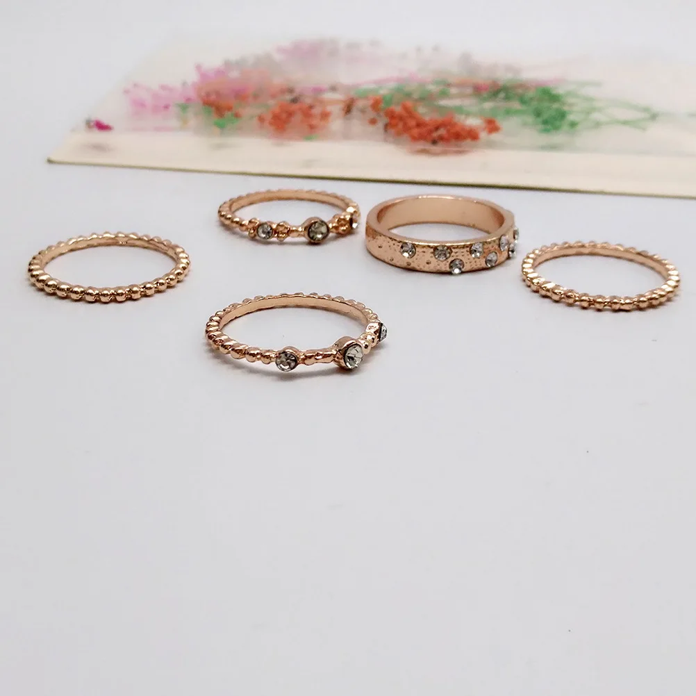 5 PCS All-matched Delicate Finger Stylish Rose Gold Five-piece Set Creative Zircon Rhinestone
5 PCS All-matched Delicate Finger Stylish Rose Gold Five-piece Set Creative Zircon Rhinestone