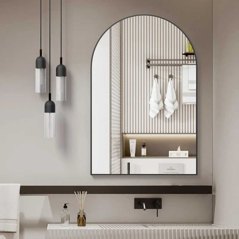 24x32 Inch Black Metal Framed Arched Bathroom Mirror Wall Mount
24x32 Inch Black Metal Framed Arched Bathroom Mirror Wall Mount