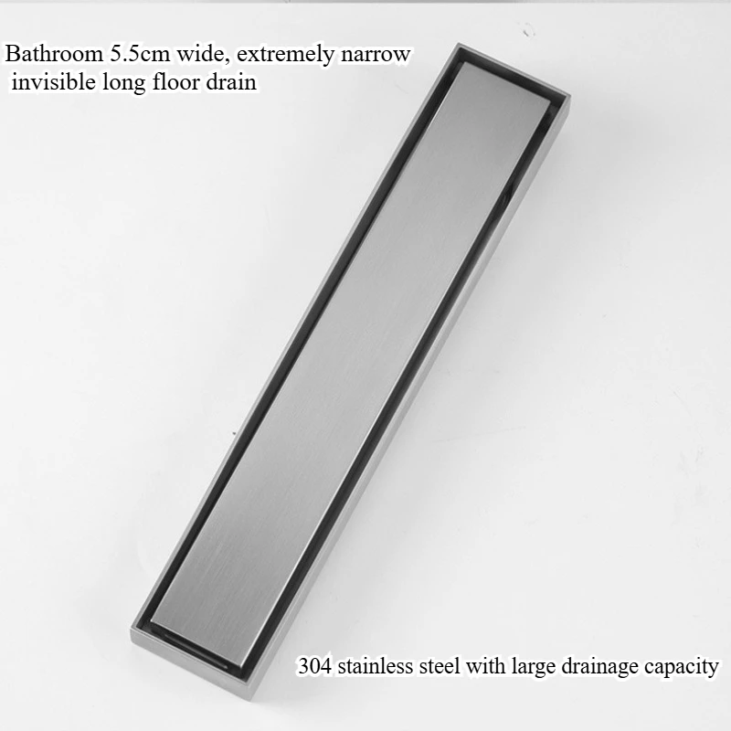 Bathroom 5.5cm wide extremely narrow long floor drain 304 stainless steel long invisible odor proof floor drain
Bathroom 5.5cm wide extremely narrow long floor drain 304 stainless steel long invisible odor proof floor drain