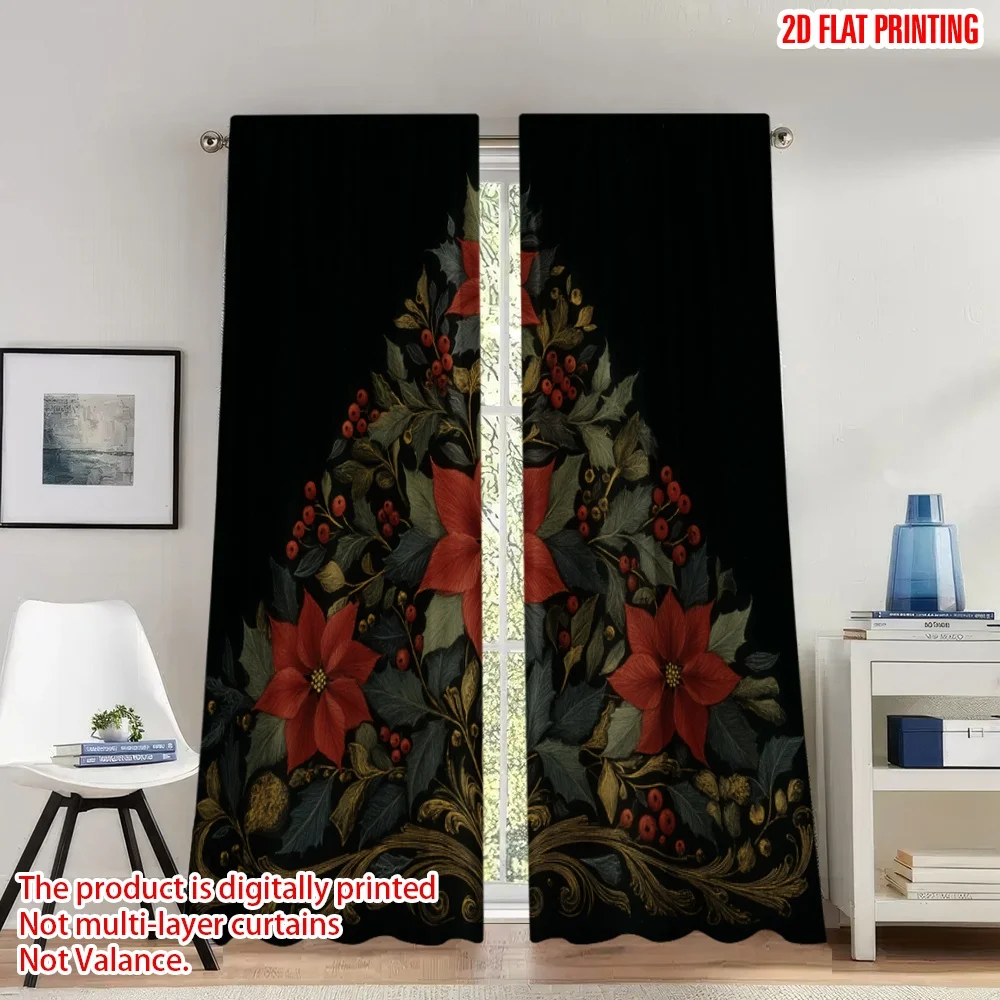 2pcs 2D flat printing Christmas Party Curtains Christmas Poinsettia Holly Berries_b Digital Printed Polyester Drapes Party
2pcs 2D flat printing Christmas Party Curtains Christmas Poinsettia Holly Berries_b Digital Printed Polyester Drapes Party