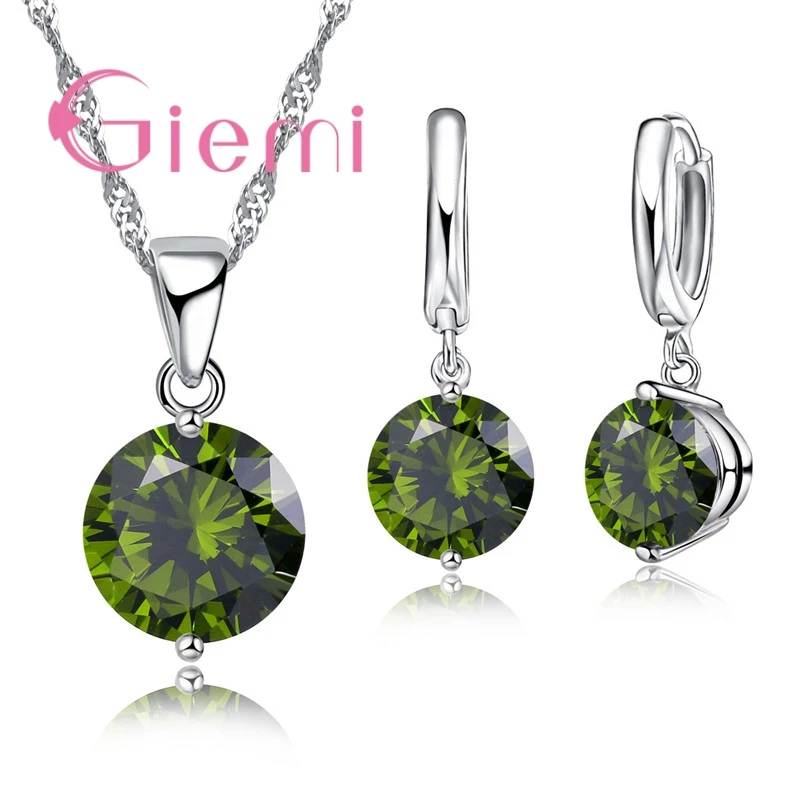 Genuine 925 Sterling Silver Jewelry Sets 8 Color Cubic Zircon Crystal Pendant Necklace Earrings Set Anniversary Gift Accessories
Genuine 925 Sterling Silver Jewelry Sets 8 Color Cubic Zircon Crystal Pendant Necklace Earrings Set Anniversary Gift Accessories