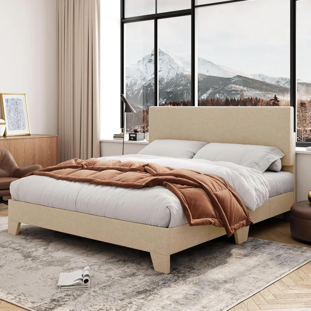 Full Size Bed Frame with Adjustable Headboard, Upholstered Platform Bed with Wood Slats, Heavy Duty Mattress Foundation,
Full Size Bed Frame with Adjustable Headboard, Upholstered Platform Bed with Wood Slats, Heavy Duty Mattress Foundation,