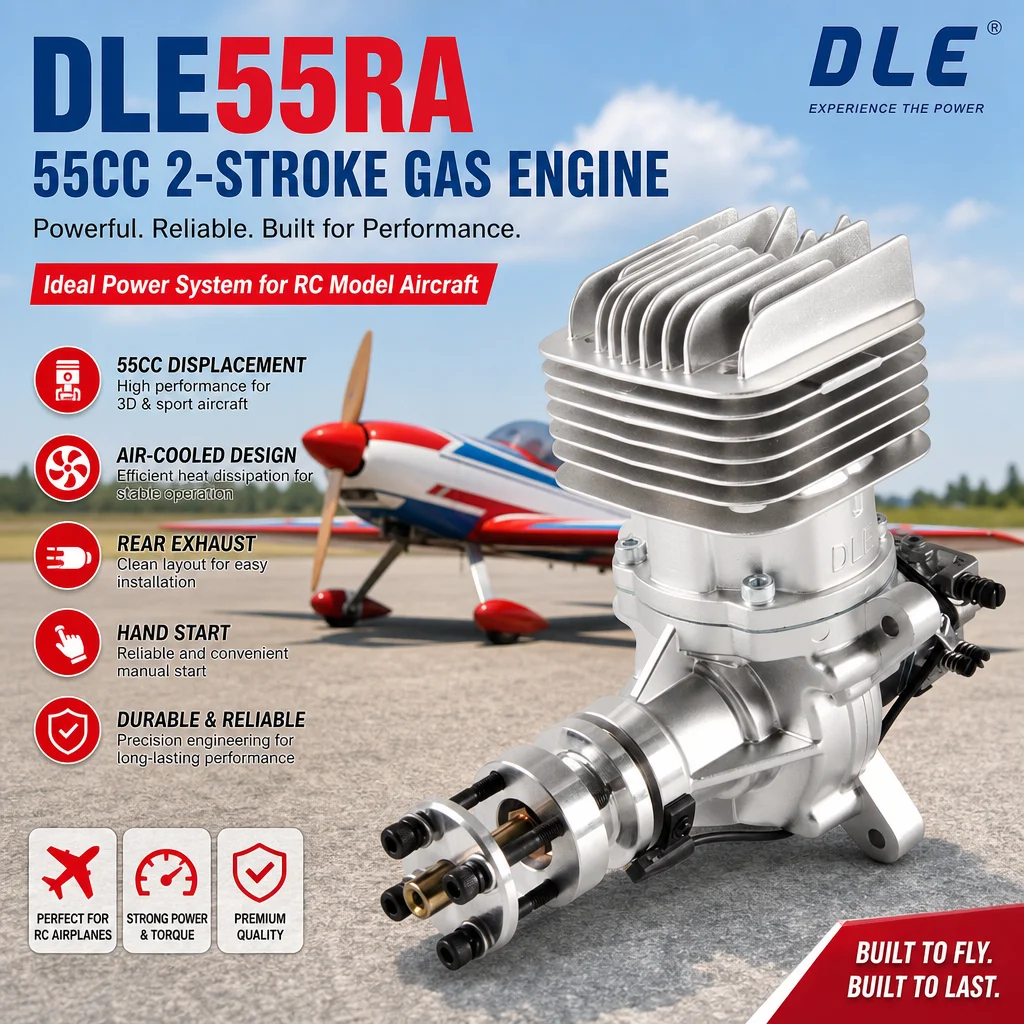 DLE55RA RC Gas Engine 55cc 2-Stroke Single Cylinder Rear Exhaust Air-Cooled Hand Start Model Aircraft Power System
DLE55RA RC Gas Engine 55cc 2-Stroke Single Cylinder Rear Exhaust Air-Cooled Hand Start Model Aircraft Power System