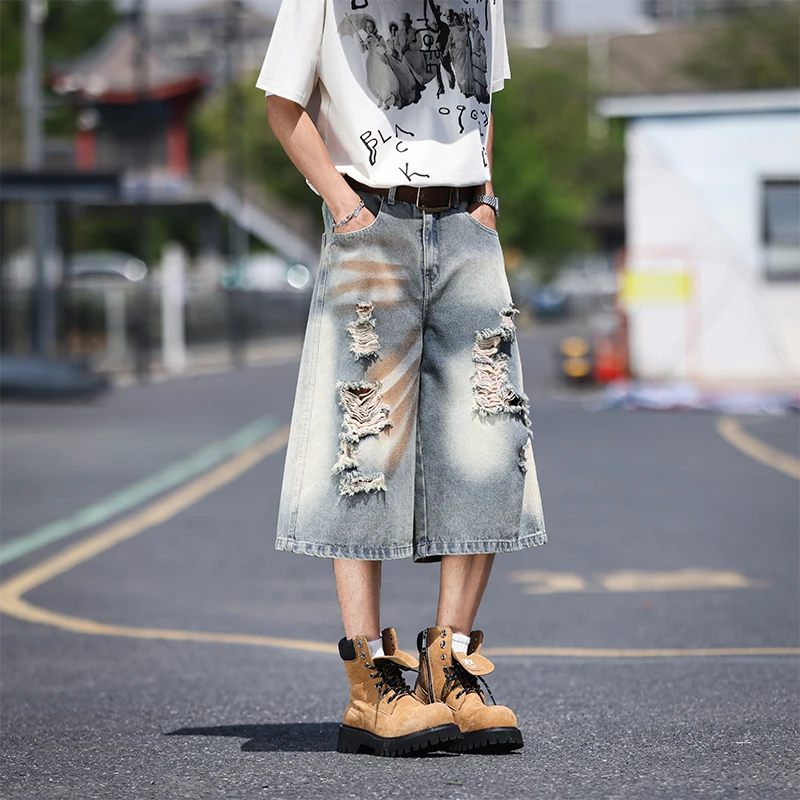 Summer Men's Fashion Trend Ripped Seven Inch Denim Shorts Outdoor Fishing Casual Comfortable Breathable Versatile Shorts
Summer Men's Fashion Trend Ripped Seven Inch Denim Shorts Outdoor Fishing Casual Comfortable Breathable Versatile Shorts