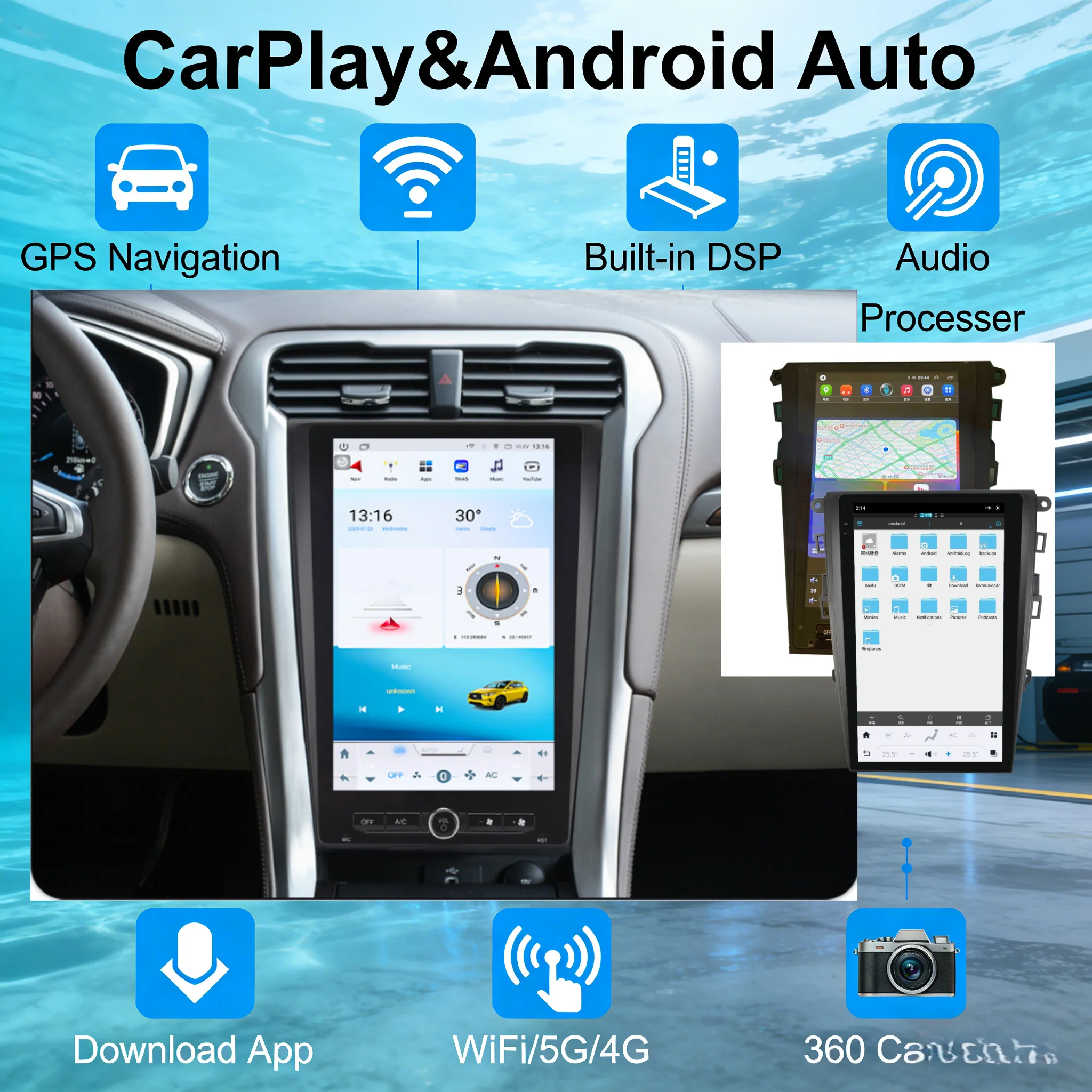 Беспроводной CarPlay Auto для Ford Fusion Mondeo MK5 2013-2020, 12.1-дюймовый Android 14 автомобильный радиоприемник, мультимедийный видеоплеер, GPS-навигатор, головное устройство с DSP
Беспроводной CarPlay Auto для Ford Fusion Mondeo MK5 2013-2020, 12.1-дюймовый Android 14 автомобильный радиоприемник, мультимедийный видеоплеер, GPS-навигатор, головное устройство с DSP