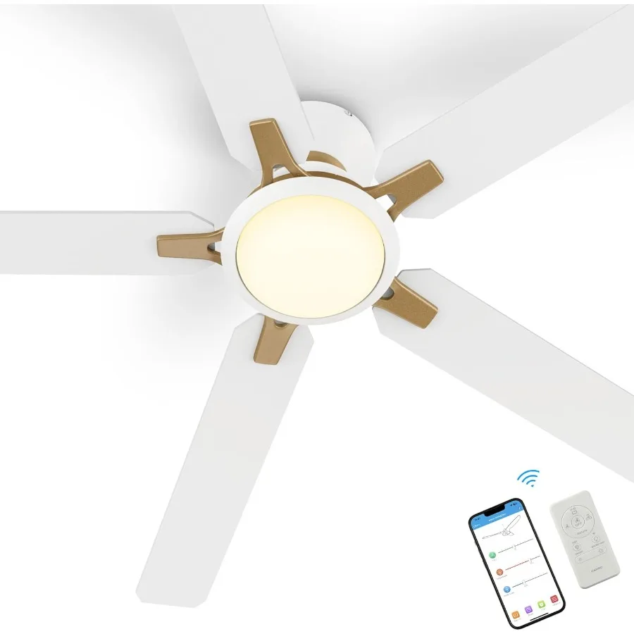 52 Inch Low Profile Smart Ceiling Fan with Integrated Light and Remote/App/Voice Control via Alexa Google Assistant and Siri fo
52 Inch Low Profile Smart Ceiling Fan with Integrated Light and Remote/App/Voice Control via Alexa Google Assistant and Siri fo
