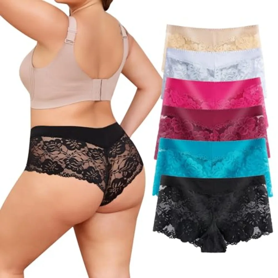 Sexy Underwear For Women, Plus Size Lace Boyshorts Panties Soft Boxers Panty With Cotton Crotch, 6 Pack
Sexy Underwear For Women, Plus Size Lace Boyshorts Panties Soft Boxers Panty With Cotton Crotch, 6 Pack