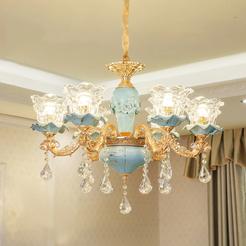 E14 European Style Ceramic Retro Glass Chandelier For Living Room Bedroom Dinning Model Duplex Classic Crystal Hanging Light
E14 European Style Ceramic Retro Glass Chandelier For Living Room Bedroom Dinning Model Duplex Classic Crystal Hanging Light