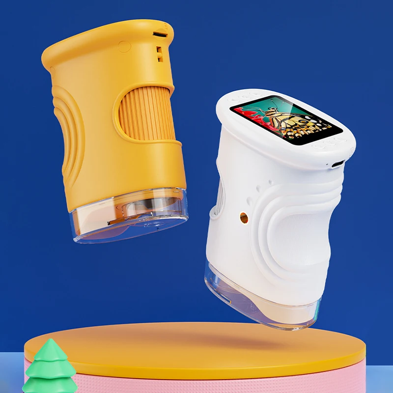 Microscope for Kids 2" IPS Screen 1000X Handheld Digital Microscopes Mini Pocket Magnifying Glass Science Edu Gifts for Children