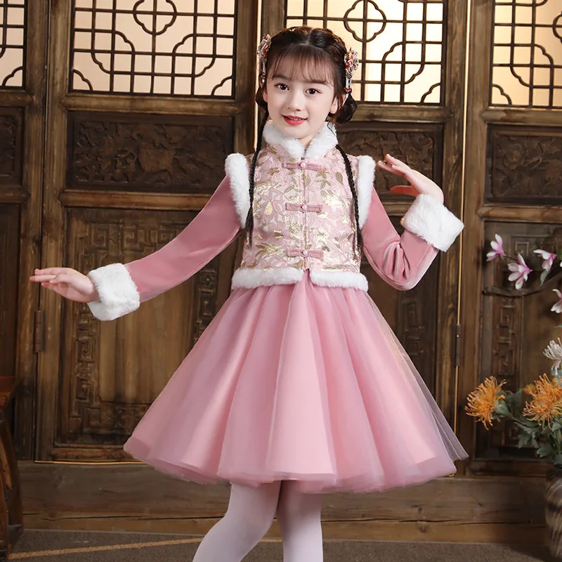 Girls Autumn Winter Thick New Chinese Style Hanfu Party Evening Performance Princess Skirt New Year Greeting Dresses Vestido
Girls Autumn Winter Thick New Chinese Style Hanfu Party Evening Performance Princess Skirt New Year Greeting Dresses Vestido
