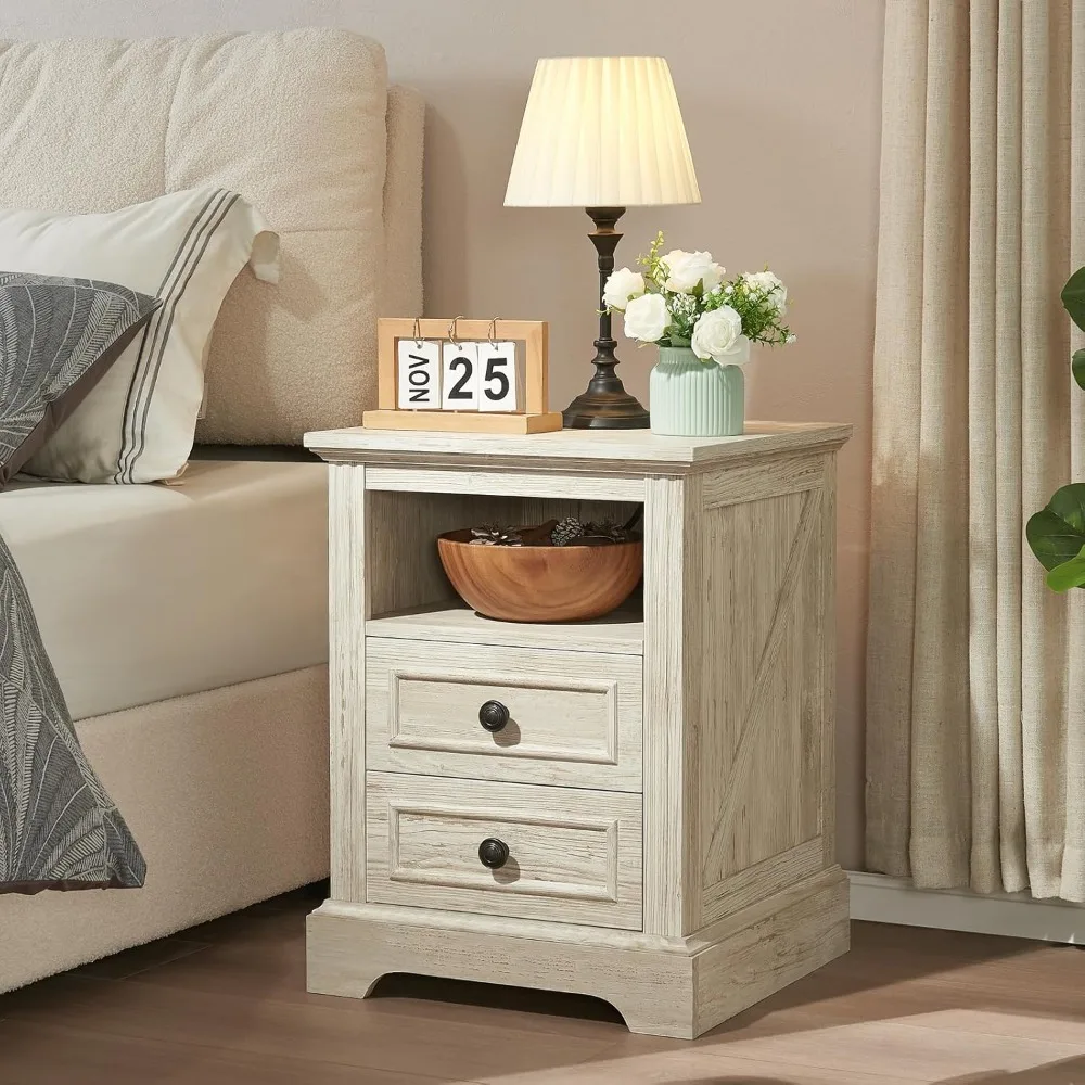 Nightstand with Charging Station, Side Table with 2 Drawers and Open Storage, 18" Retro Bedside Table, End Table for Bedroom
Nightstand with Charging Station, Side Table with 2 Drawers and Open Storage, 18" Retro Bedside Table, End Table for Bedroom