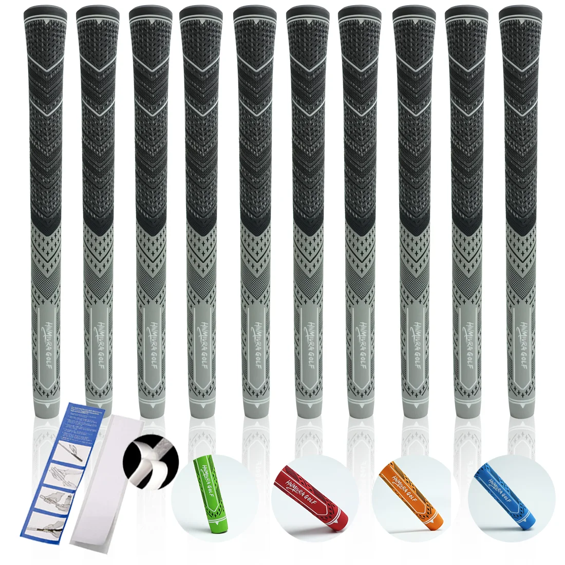 Grey Professional-Grade Golf Grip Set | Half Cotton-Like Thread & Half Rubber Construction | 10-Piece Anti-Slip Grips
Grey Professional-Grade Golf Grip Set | Half Cotton-Like Thread & Half Rubber Construction | 10-Piece Anti-Slip Grips