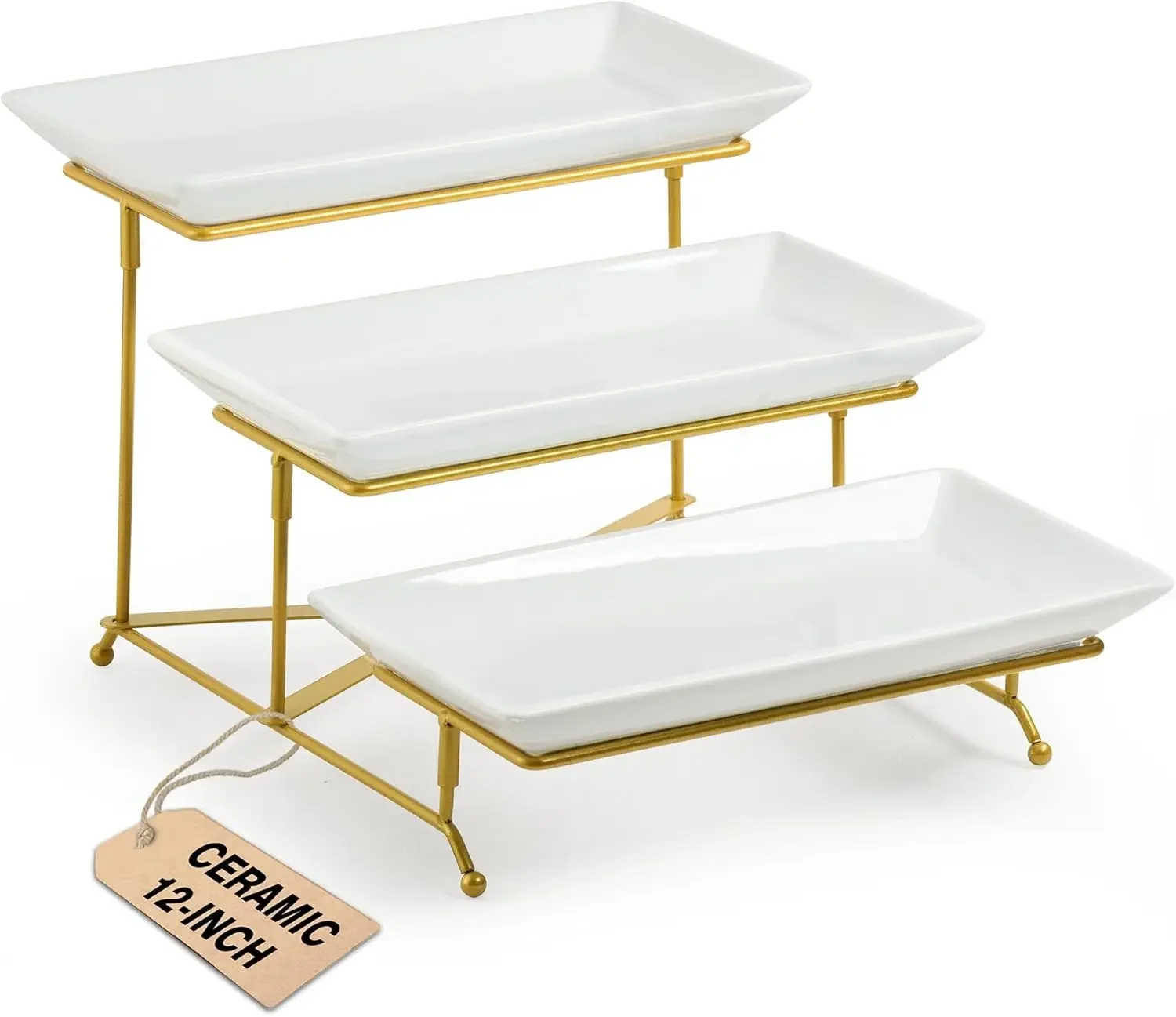 3 Tier Serving Stand Porcelain Serving Platter Tier Trays with Collapsible Sturdier Rack, Dishes and Platters
3 Tier Serving Stand Porcelain Serving Platter Tier Trays with Collapsible Sturdier Rack, Dishes and Platters