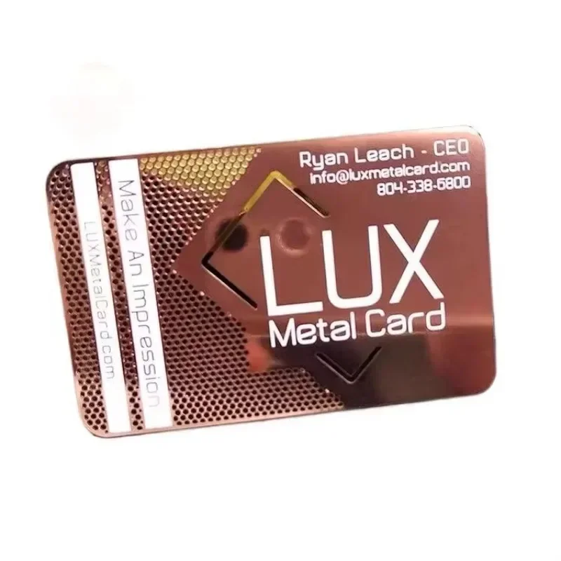 Fashion Design Glossy Surface Metal Business Card China Rose Gold Mirror Finish Stainless Steel VIP Cards
Fashion Design Glossy Surface Metal Business Card China Rose Gold Mirror Finish Stainless Steel VIP Cards