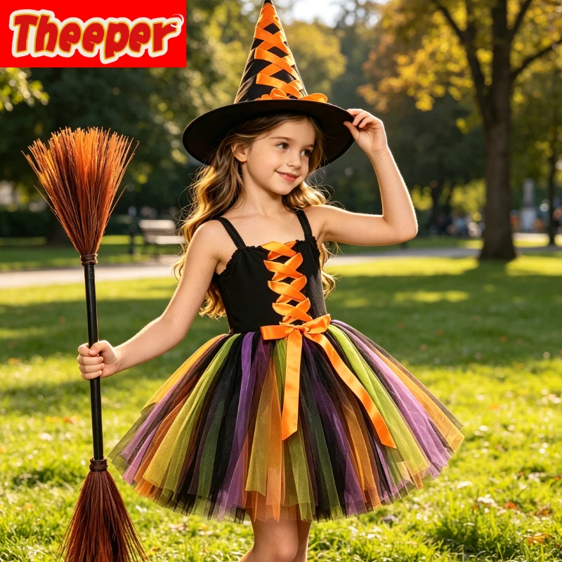 Lined Witch Tutu Dress Paired with Classic Hat and Broom Prop, Stylish Halloween Costume for Carnival Parties, Masquerades
Lined Witch Tutu Dress Paired with Classic Hat and Broom Prop, Stylish Halloween Costume for Carnival Parties, Masquerades