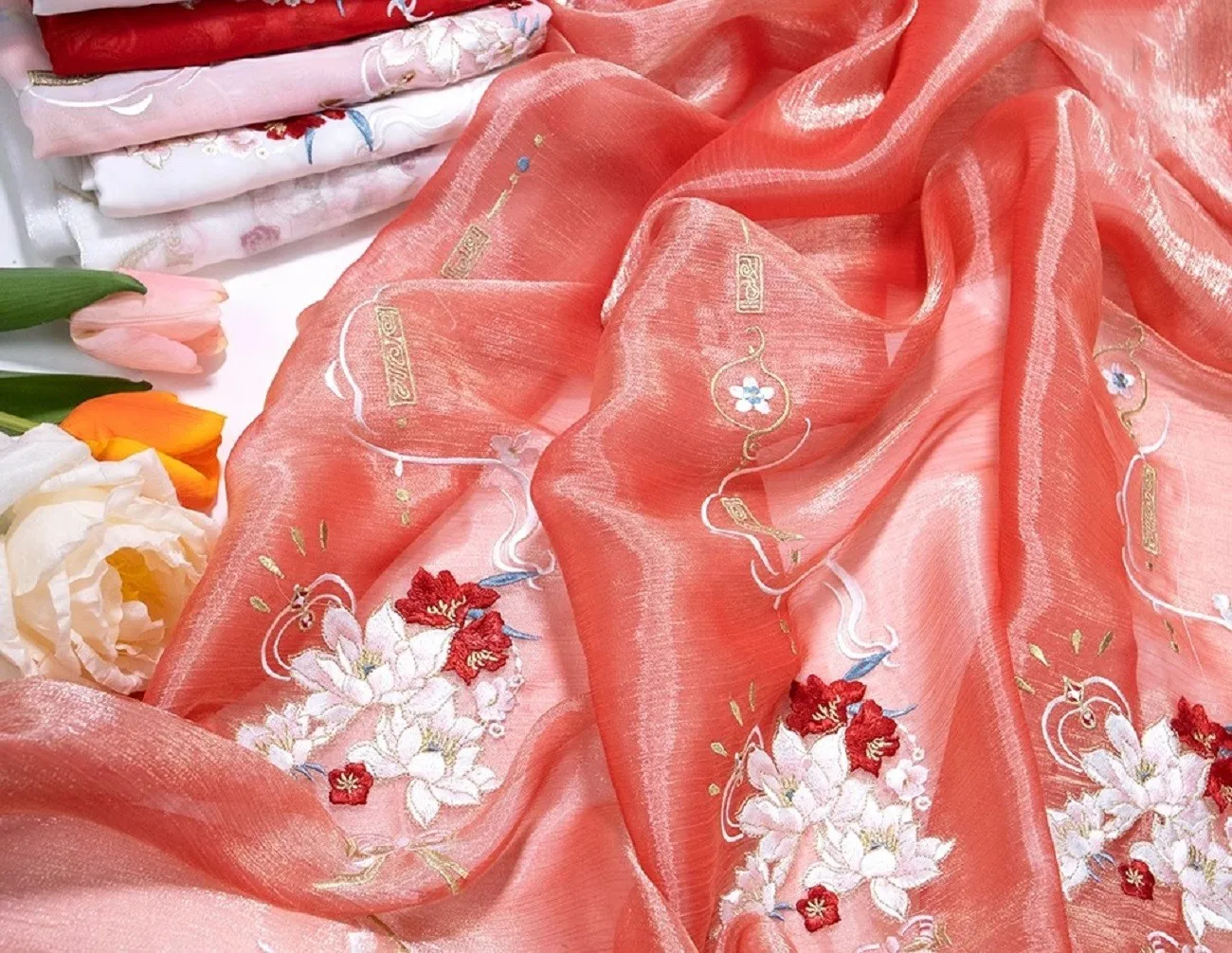 Peony, Camellia, Embroidery Fabric, Hanfu Ancient Style, Summer Robe Skirt, Children's Clothing, Baby Clothing Fabric
Peony, Camellia, Embroidery Fabric, Hanfu Ancient Style, Summer Robe Skirt, Children's Clothing, Baby Clothing Fabric