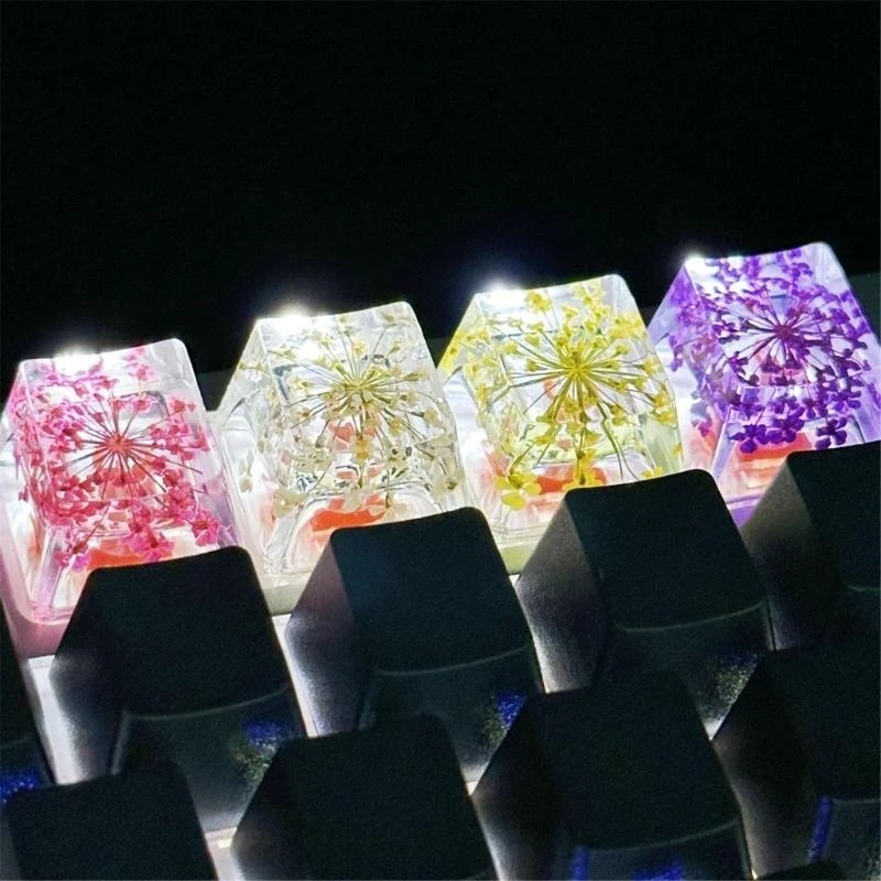 OEM Profile Keycap for Mechanical Keyboards Resin Backlights Flower Keycap